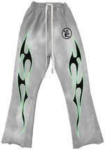 Hellstar Grey/Green Flame Sweatpants