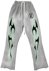 Hellstar Grey/Green Flame Sweatpants