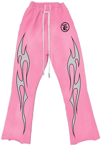 Hellstar Pink/Grey Flame Sweatpants