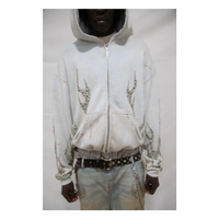 Hellstar White Studded Zip-up